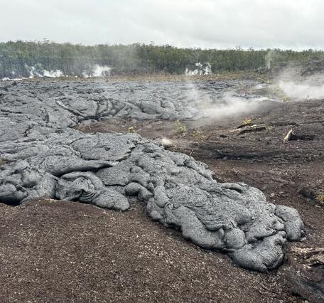Color photograph of fresh lava flow
