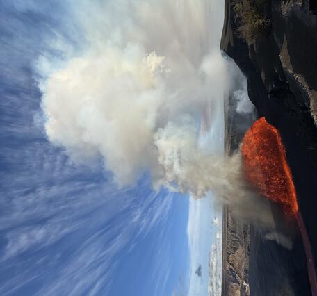 Color photograph of eruption and plume