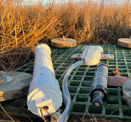 small equipment in a coastal wetland