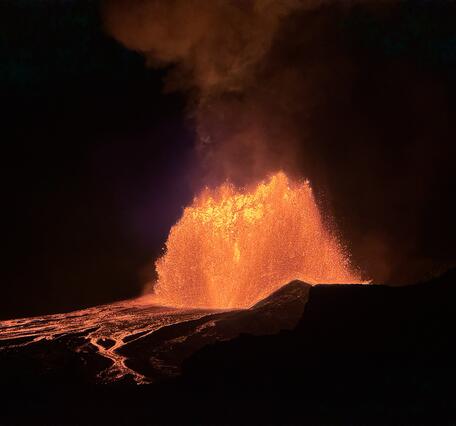 Color photograph of lava fountain