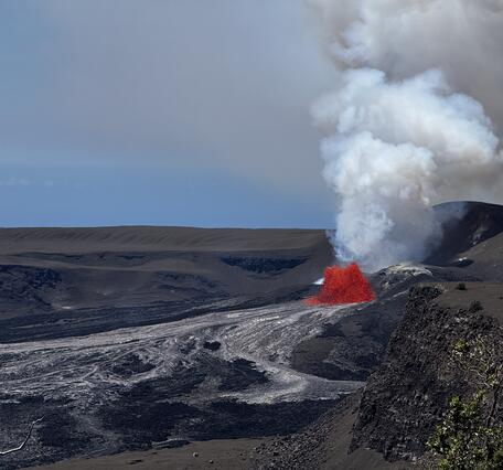 Color photograph of lava fountain