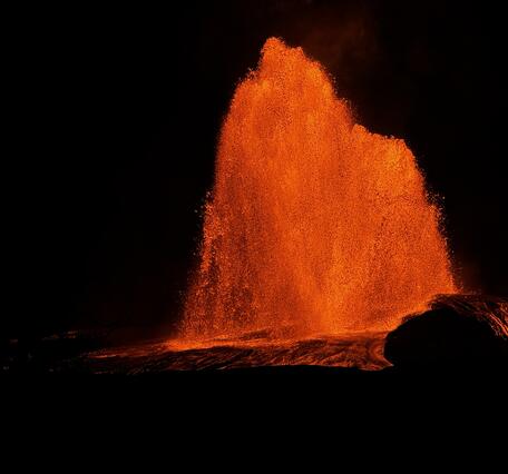 Color photograph of lava fountain
