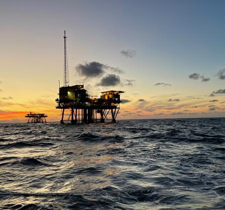 Offshore infrastructure at sunset