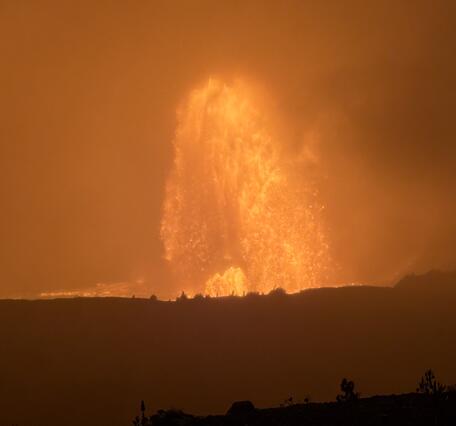 Color photograph of lava fountain