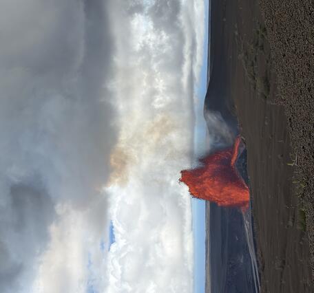 Color photograph of lava fountain