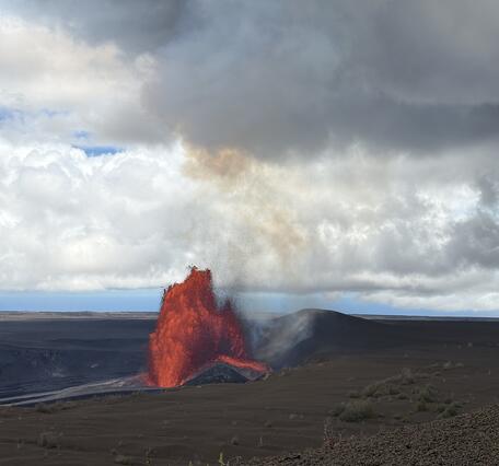 Color photograph of lava fountain