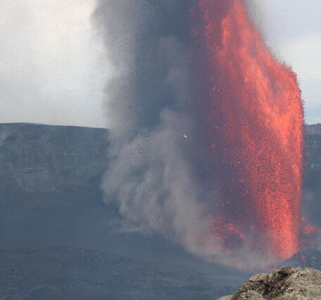 Color photograph of lava fountain 