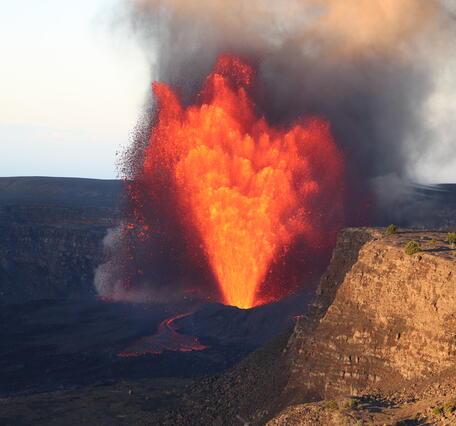 Color photograph of lava fountain