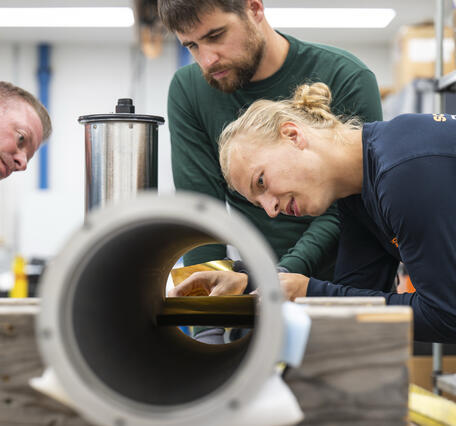 Assembling a seismometer at the Physical Sciences Laboratory in Stoughton.