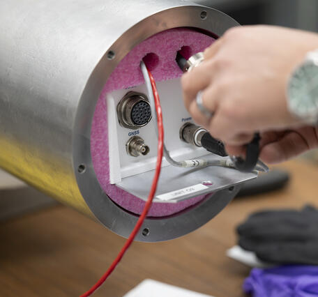 A photo of the seismometer being assembled. 