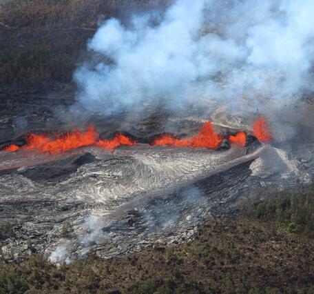 Color photograph of erupting vent
