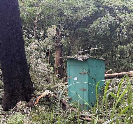 stream gage with damaged roof from Hurricane Lala
