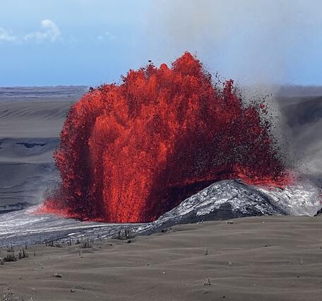 Color photograph of lava fountain
