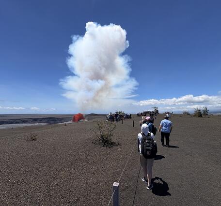 Color photograph of lava fountain