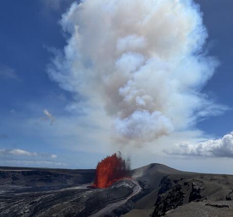 Color photograph of lava fountain