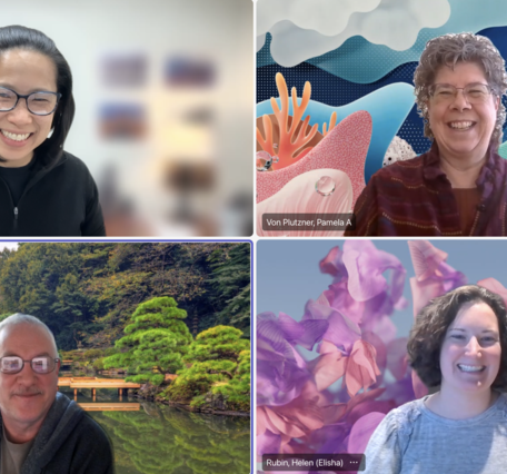 A screenshot of a Teams meeting with four attendees on web cam.