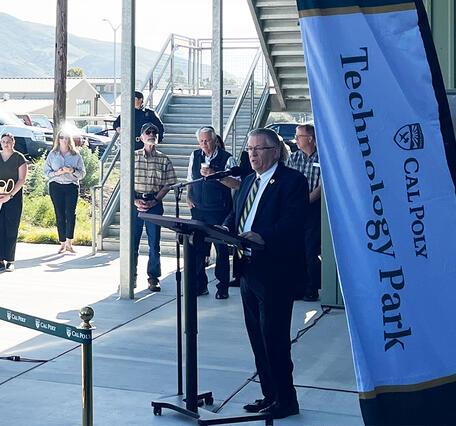 Cal Poly President Jeffrey Armstrong gives opening remarks.