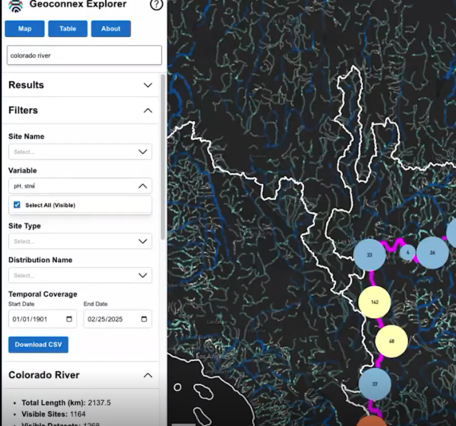 Screenshot of Geoconnex Explorer