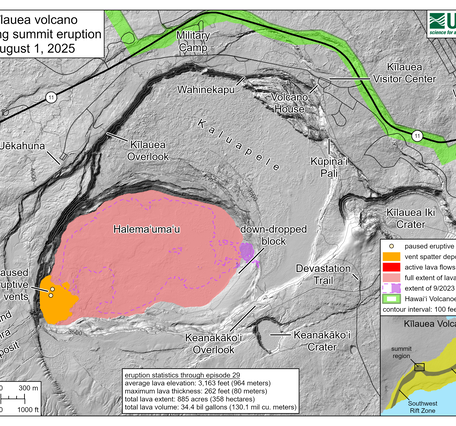 Color map of eruption area