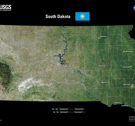 Color Landsat 8 image of South Dakota