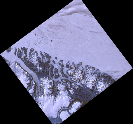 Landsat satellite image of glaciers in Northern Greenland