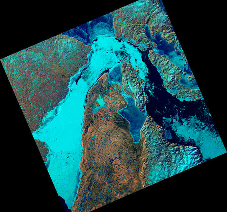 Landsat satellite image of ice in the Canadian arctic archipelago