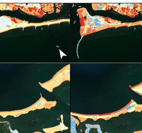 maps showing coastal change likelihood