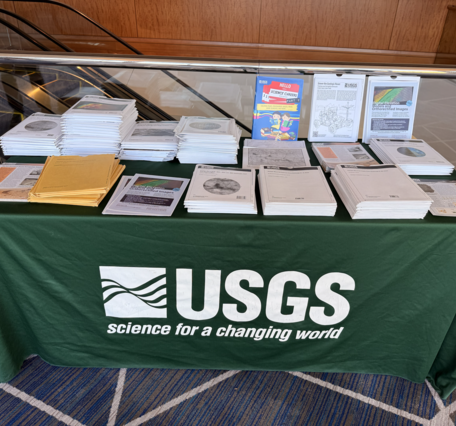 A table of USGS maps at the LPSC conference