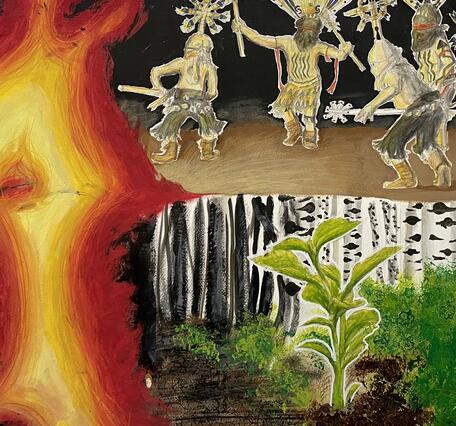 Artwork by LeighAnne, Grade 10, as part of the Art of Inquiry exhibit at USGS Flagstaff Science Campus on Sept 22, 2025 featured artwork by students from Flagstaff Arts and Leadership Academy that was inspired by research and 1:1 collaboration with USGS scientists. 