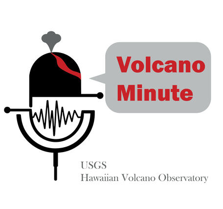 Color logo for a podcast about volcanic activity