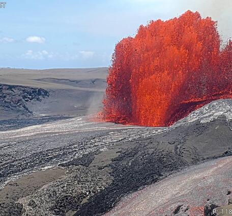 Color photograph of lava fountain