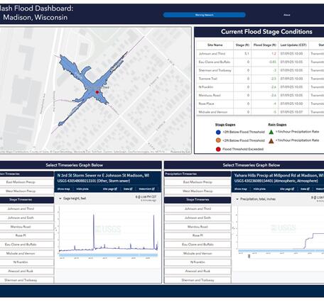 Screenshot of the Madison, Wisconsin Flash Flood Dashboard