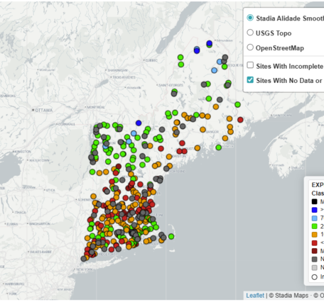 Map of the monthly streamflow conditions in New England