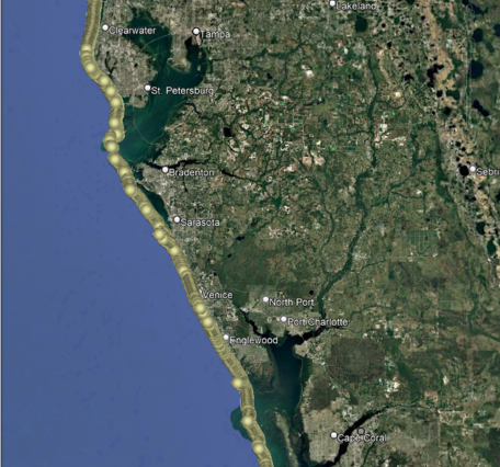 Map of aerial survey area in western Florida