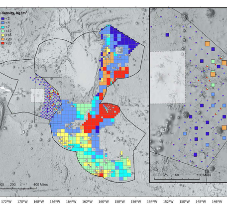 Map of nodule abundances measured in box cores in the Samoa Basin