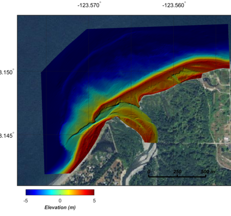 Map showing 1-m resolution digital elevation model (DEM) of Elwha River mouth