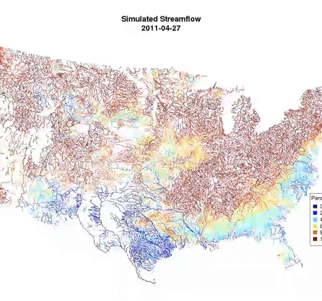 Animation of national simulated streamflow from April to June, 2011