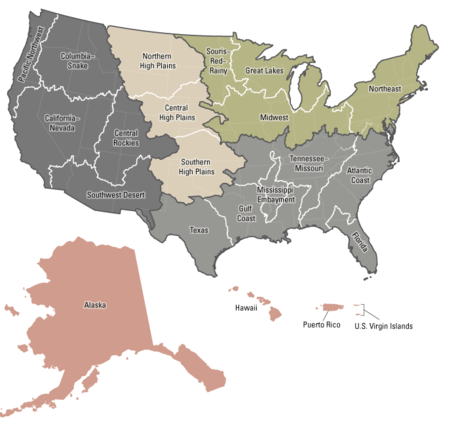 NWAA regions map, including aggregated regions