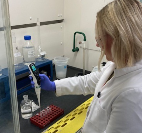 Chemist preparing water samples
