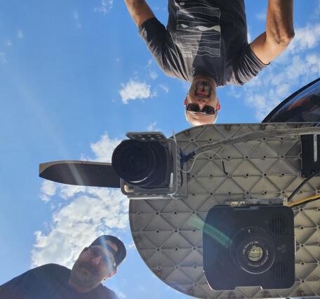 Underside of Bell Jet Helicopter with thermal infrared and true-color image sensors and JN and M.D.