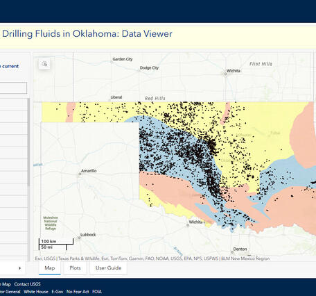 Screenshot of the Land Application of Drilling Fluids in Oklahoma data viewer
