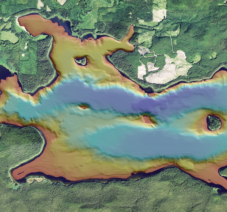 Bathymetric map of Ozette Lake in Washington State