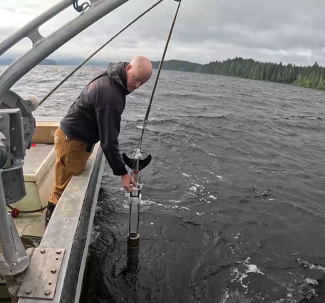 Photo of scientists bob coring at Ozette Lake in 2025