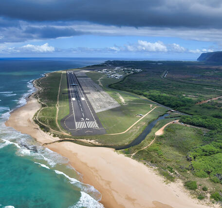 Aerial photo of Pacific Missile Range Facility-Barking Sands in Hawai'i