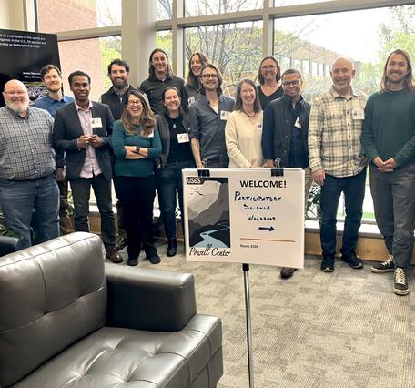 Participatory Science Workshop attendees standing for a photo at the Powell Center.
