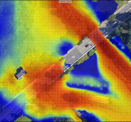 Colorful thermal image of channel flow divisions