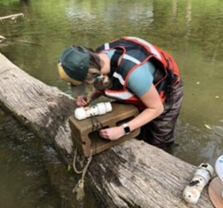 M.S. Student Hannah Swain-Menzel is collecting temperature data