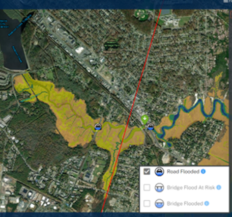 Map of a portion of New Jersey with flood plain highlighted 