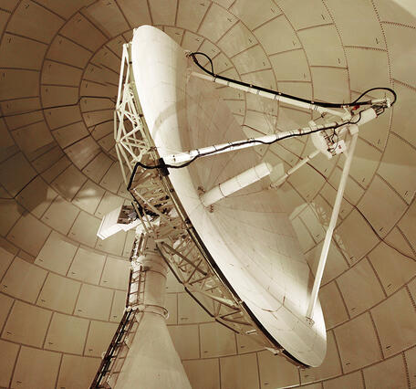Landsat antenna inside the protective radome