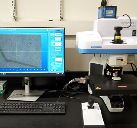 Computer screen and a Raman analytical instrument